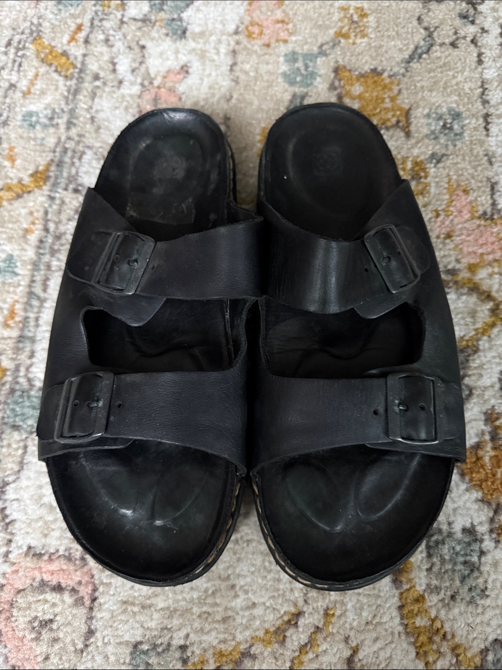 Dr. Martens Men's Leather Double Strap Slide Sandals Black Size 11 Summer Beach